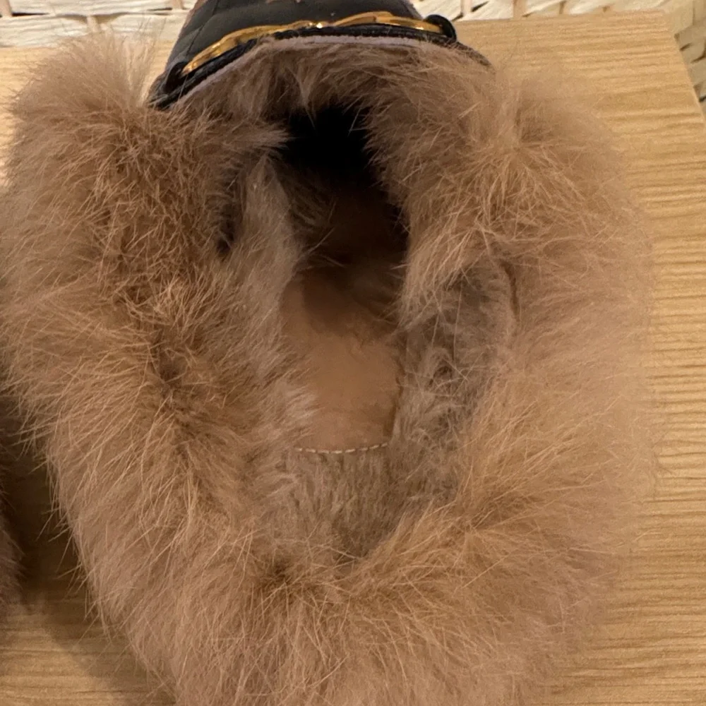 Amazon Black and Brown Fur-Lined Mules - Picture 6 of 8